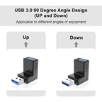 USB 3.0 AM to USB 3.0 AF Adapter, Down Angle AM to AF