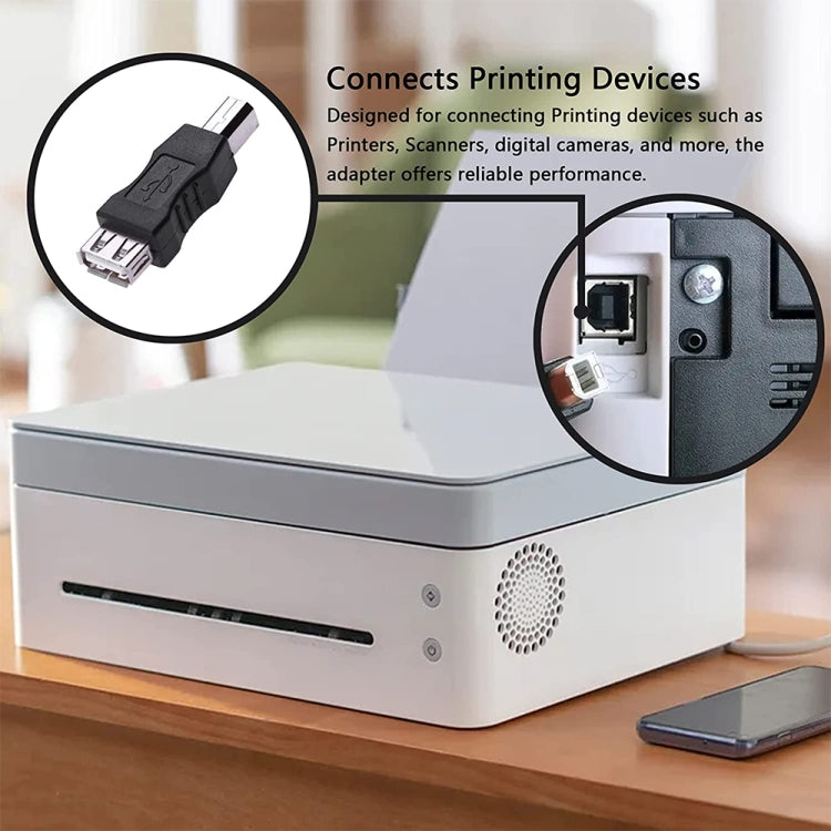 USB 2.0 A Female to B Male Adapter Connector AF to BM Converter for Printer