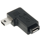 90 Degree Micro USB to Mini USB Adapter, Mini USB Female