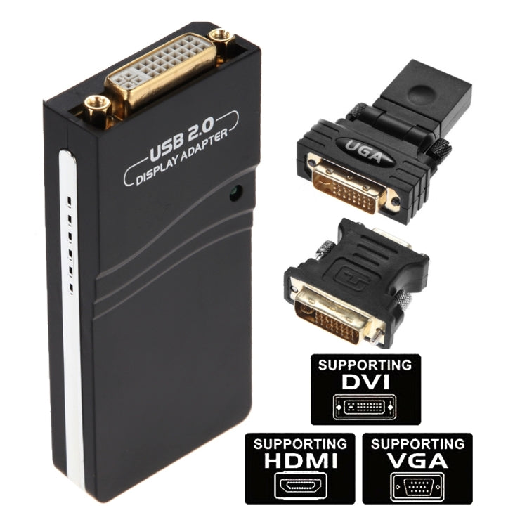 USB 2.0 to VGA, DVI, HDMI Adapter, Resolution: 1280*1024, Resolution: 1280*1024, Resolution: 1920*1080, Resolution: 2048*1152