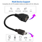 Mini 5-pin USB to USB 2.0 AF OTG Adapter Cable, Mini USB, 12cm(Black)