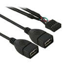 10 Pin Motherboard Female Header to 2 USB 2.0 Female Adapter Cable, Length: 50cm, 10 Pin Motherboard to 2 USB AF