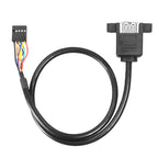 10 Pin Motherboard Female Header to 2 USB 2.0 Female Adapter Cable, Length: 50cm, 10 Pin Motherboard to 2 USB