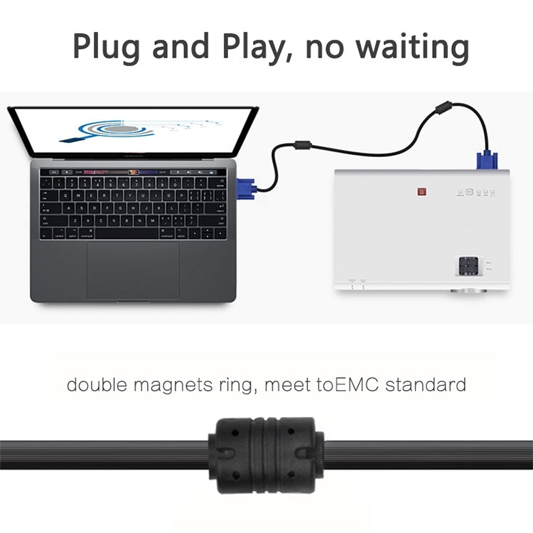 1.5m Good Quality VGA 15 Pin Male to VGA 15 Pin Female Cable for LCD Monitor, Projector, etc, Length: 1.5m