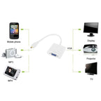 22cm Full HD 1080P Micro HDMI Male to VGA Female Video Adapter Cable with Audio Cable, Micro HDMI