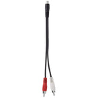 3.5mm female stereo jack to 2 male RCA plugs cable, Length: 38cm, 3.5mm to 2 RCA Male