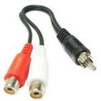 2 RCA AV Female To 1 RCA Male Y Splitter Video Cable Adapter, Length: 26.5cm, 1 RCA Male to 2 RCA Female