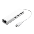 Type-C to 3 x USB and RJ45 Multi-function Adapter, Length: 13cm, 3 Port USB+RJ45