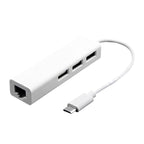 Type-C to 3 x USB and RJ45 Multi-function Adapter, Length: 13cm, 3 Port USB+RJ45