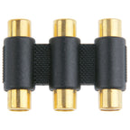 Gold-plated RGB Female to Female Connector, 3 RCA Female to Female (Gold-plated)