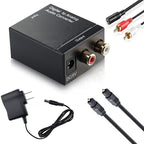 Digital Optical Coaxial Toslink to Analog RCA Audio Converter(Black), Spdif+Coaial to 2RCA