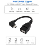 90 Degree Mini USB Male to USB 2.0 AF Adapter Cable with OTG Function, Length: 13cm, Right Augle Mini USB, 13cm