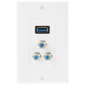 USB 3.0 Female Plug + 3 F Female Plugs Wall Plate Panel
