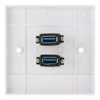 Dual USB 3.0 Female Plugs Home Wall Charger Plate Wall Plate Panel, 2 Ports USB 3.0