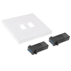Dual USB 3.0 Female Plugs Home Wall Charger Plate Wall Plate Panel, 2 Ports USB 3.0