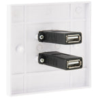 Dual USB 2.0 Female Plugs Home Wall Charger Plate Wall Plate Panel, 2 Ports USB 2.0