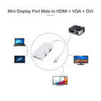 3 in 1 Mini DisplayPort Male to HDMI + VGA + DVI Female Adapter Converter for Mac Book Pro Air, Cable Length: 18cm, Mini DP to HDMI+VGA+DVI (Good)