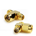 RP-SMA Male to 2 RP-SMA Female Adapter (T Type), Gold Plated, RP-SMA Male to 2 RP-SMA Female