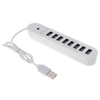 8 Ports USB 2.0 Portable Oval Hub, Length: 50cm, 8 Ports (White), 8 Ports (Black)