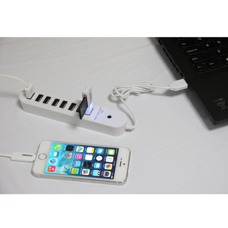 8 Ports USB 2.0 Portable Oval Hub, Length: 50cm, 8 Ports (White), 8 Ports (Black)