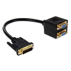 30cm DVI 24+5 Pin Male to 2 VGA Female Splitter Cable, DVI 24+5 Pin Male