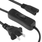 2 Prong Style US Plug AC Power Cord with 304 Switch, Length: 1.5m, Length: 1.5m