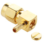10 PCS Gold Plated Crimp SMA Male Plug 90 Degree Right Angle RF Connector Adapter for RG174 / RG316 / RG179 Cable, Crimp SMA Male Plug Right Angle