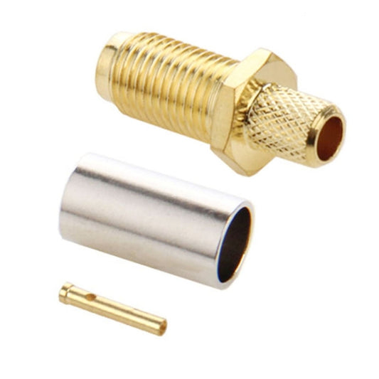10 PCS Gold Plated SMA Female Crimp RF Connector Adapter for RG58 / RG400 / RG142 / LMR195 Cable, Crimp RP-SMA Female