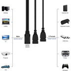 USB 2.0 Male to 2 Dual USB Female Jack Adapter Cable for Computer / Laptop, Length: About 30cm, USB 2.0 AM to 2 USB 2.0 AF