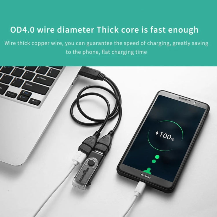 USB 2.0 Male to 2 Dual USB Female Jack Adapter Cable for Computer / Laptop, Length: About 30cm, USB 2.0 AM to 2 USB 2.0 AF