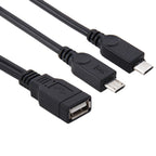 USB 2.0 Female to 2 Micro USB Male Cable, Length: About 30cm, USB 2.0 AF to 2 Micro USB