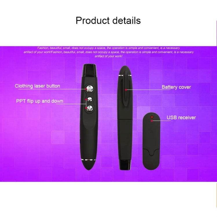 PP-1000 Multimedia Presentation Remote PowerPoint Clicker 2.4GHz RF Laser Pointer with USB Receiver