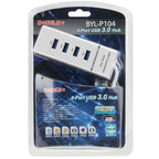 4 Ports USB 3.0 Hub Splitter with LED, Super Speed 5Gbps, BYL-P104, USB 3.0 (White), USB 3.0 (Black)
