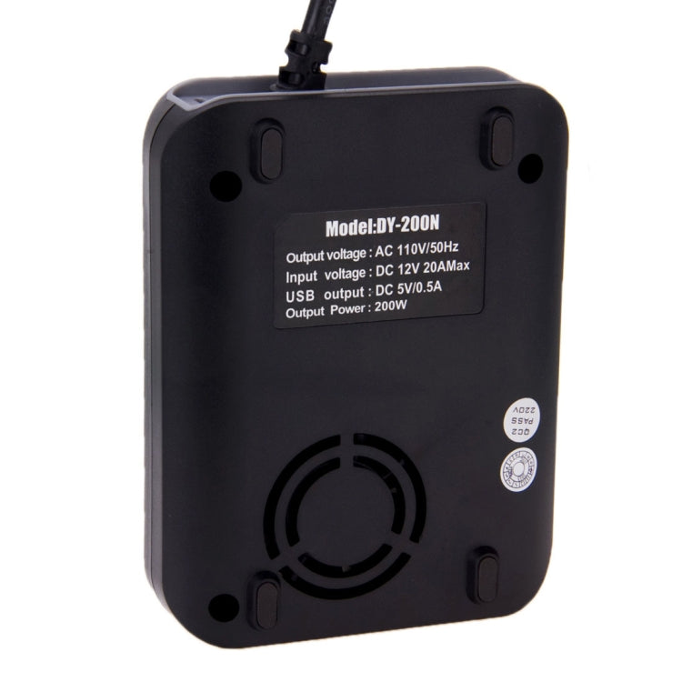 DY-200N, 200W DC 12V to AC Car Power Inverter with 500mA USB Port & EU / US Power Socket, 110V, DY-200N