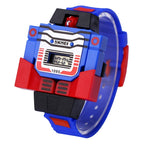 SKMEI Transformation Toy Shape Changing Removable Dial Digital Movement Children Watch with PU Plastic Cement Band