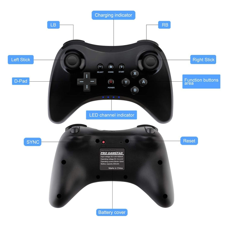 High Performance Pro Controller for Nintendo Wii U Console, For-WII U(Black), For-WII U(White)