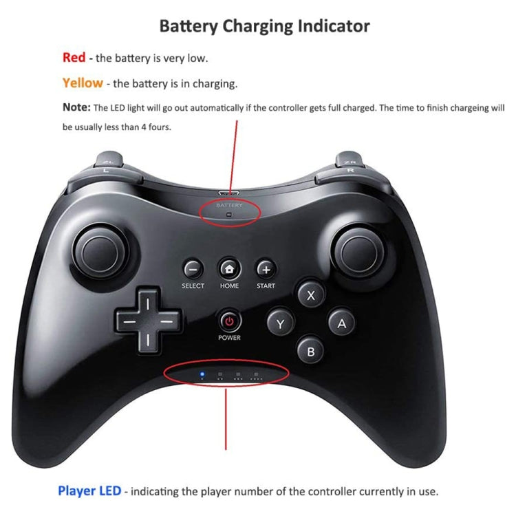 High Performance Pro Controller for Nintendo Wii U Console, For-WII U(Black), For-WII U(White)