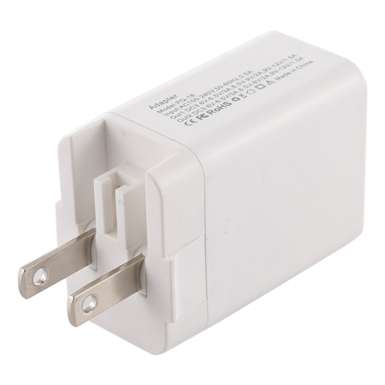 5 in 1 18W Power Adapter Plug Adapter Convertible US + UK + EU + AU Plug, 5 in 1