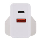 24W PD + QC3.0 Fast Charger Power Adapter Plug Adapter UK Plug, 24W UK Plug