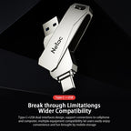 Netac U782C 128GB USB-C / Type-C + USB 3.0 360 Degrees Rotation Zinc Alloy Flash Drive OTG U Disk, 128GB