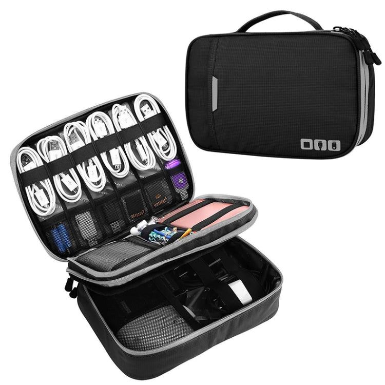 Multi-functional Headphone Charger Data Cable Storage Bag Portable Power Pack, Size: L, 25 x 18 x 7cm, 25 x 18 x 7cm (Black), 25 x 18 x 7cm (Grey)