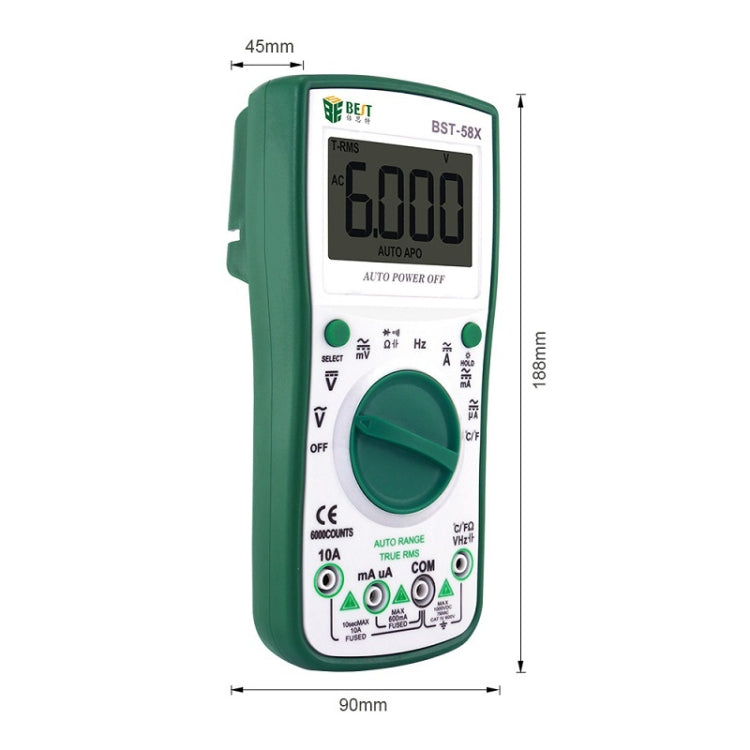 BEST BST-58X Multi-function Digital Multimeter Automatic Range Four Position Semi Backlight Display Intelligent Anti Burning