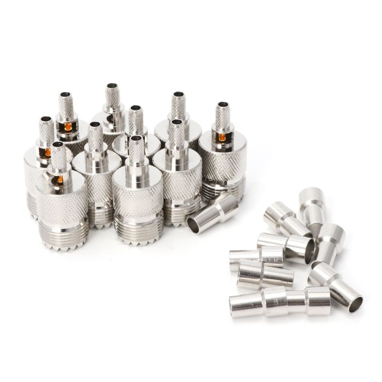 10 PCS UHF Female Jack SO239 Crimped RF Connector Coaxial Adapter for 2.5mm RG316 / RG179 and 2.85mm  RG174 LMR100