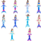 3 PCS / Sets Children Swimming Mermaid Tails Bikini Cosplay Mermaid Swimwear, Size: 110, Size:110