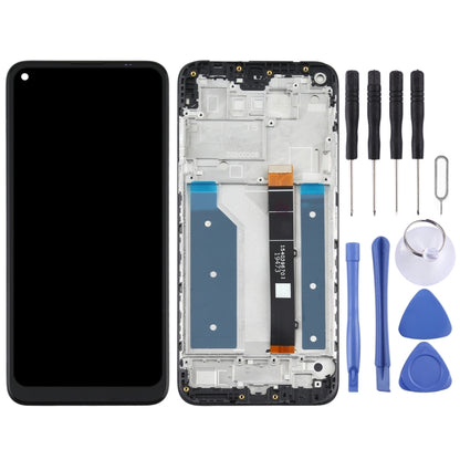 LCD Screen and Digitizer Full Assembly With Frame for LG Q61, For LG Q61