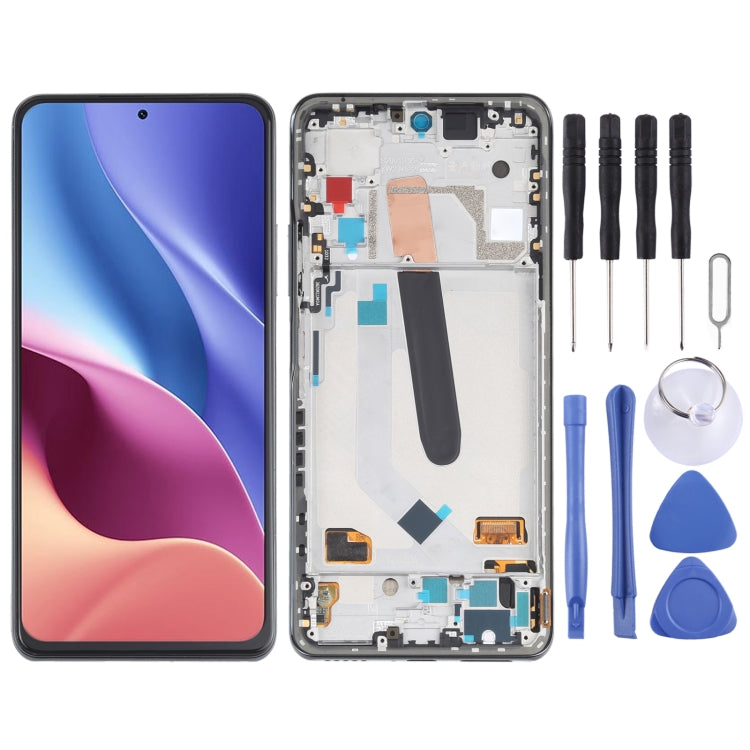 OLED Material LCD Screen and Digitizer Full Assembly With Frame for Xiaomi Redmi K40 / Redmi K40 Pro / Redmi K40 Pro+ / Mi 11i / Poco F3 / M2012K11AC M2012K11C M2012K11AG M2012K11G, For Xiaomi Redmi K40