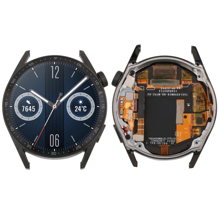 Dual Cable Edition Original LCD Screen and Digitizer Full Assembly With Frame for Huawei Watch GT 3 46mm JPT-B19, For Huawei Watch GT 3 46mm(Black), For Huawei Watch GT 3 46mm(Silver)