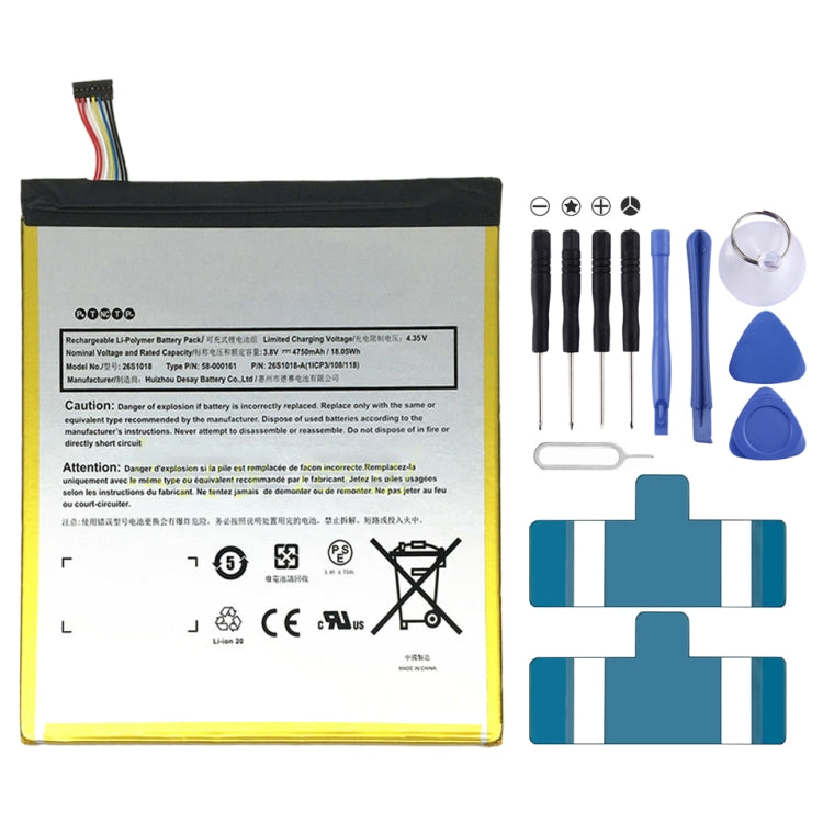 For Amazon Kindle Fire HD 8 6th Gen PR53DC 4750mAh Li-polymer Battery Replacement, For Amazon Kindle Fire HD 8 inch 6th Gen