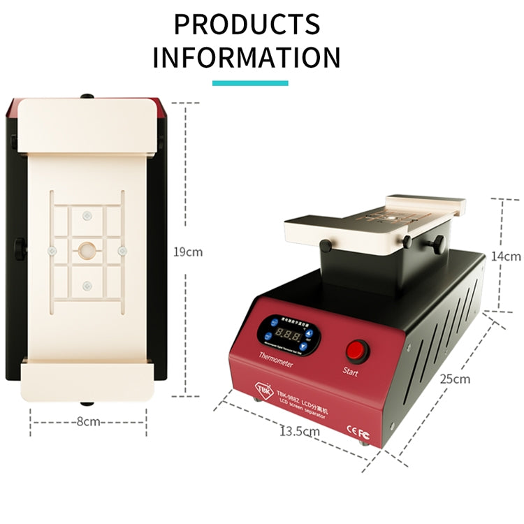 TBK-988Z 7 inch Mobile Phone LCD Separation Built-in Pump Vacuum Manual Separator, TBK-988Z