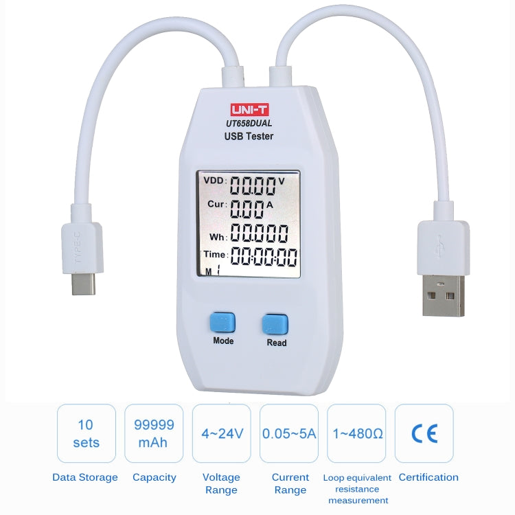 UNI-T USB Voltmeter Ammeter Tester UT658DUAL, UT658DUAL